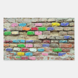 色レンガの壁のテクスチグランジパターン 長方形シール