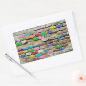 色レンガの壁のテクスチグランジパターン 長方形シール (封筒)