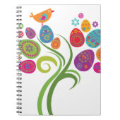 色付きの卵と花を持つイースターツリー ノートブック (正面)