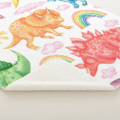 色付きの恐竜、雨を描いたシームレスなパターン シェルパブランケット (3/4)
