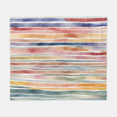 色付きの水色の線 フリースブランケット (正面(横))