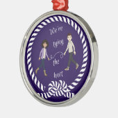 色付きの結び目を航海の結婚約したぶ メタルオーナメント (左)