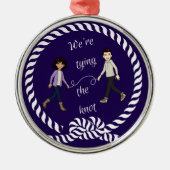 色付きの結び目を航海の結婚約したぶ メタルオーナメント (正面)