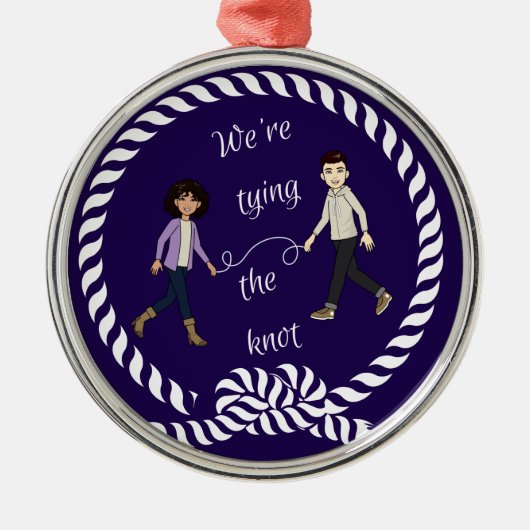 色付きの結び目を航海の結婚約したぶ メタルオーナメント (正面)