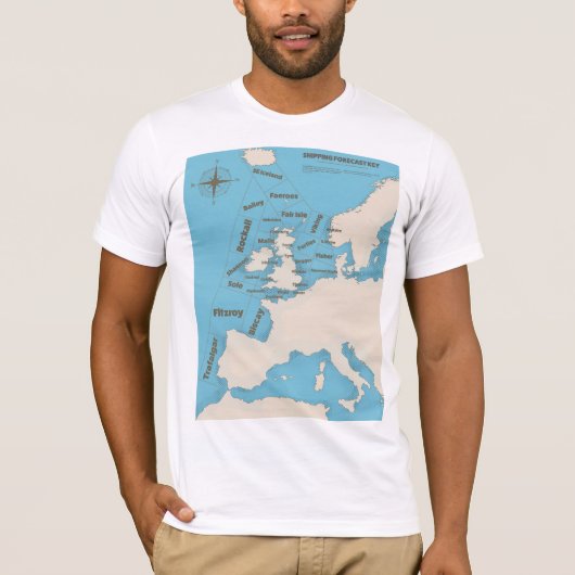 色付きイギリス諸島のShipping Forecast Tシャツ (正面)