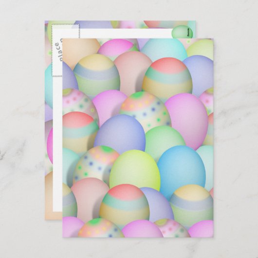 色付きイースターエッグの背景 シーズンポストカード (正面/裏面)