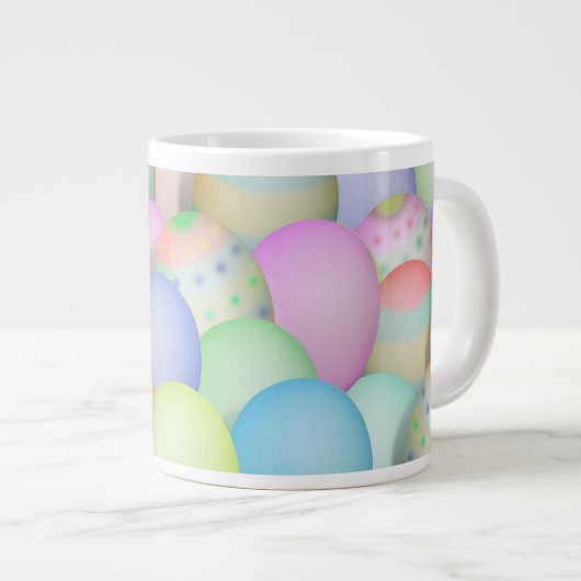 色付きイースターエッグの背景 ジャンボコーヒーマグカップ (正面右)