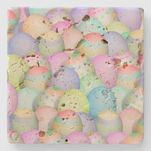 色付きイースターエッグの背景 ストーンコースター (正面)