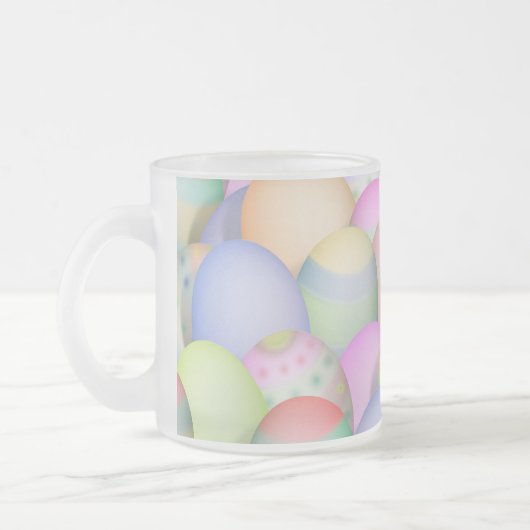 色付きイースターエッグの背景 フロストグラスマグカップ (左)