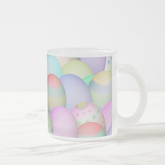 色付きイースターエッグの背景 フロストグラスマグカップ (右)