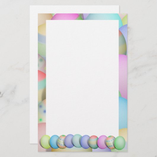 色付きイースターエッグの背景 便箋 (正面/裏面)