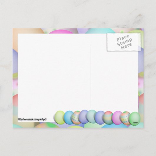 色付きイースターエッグ – ハッピーイースター シーズンポストカード (裏面)