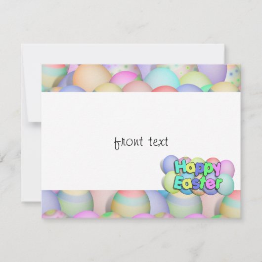 色付きイースターエッグ – ハッピーイースター 招待状 (正面)