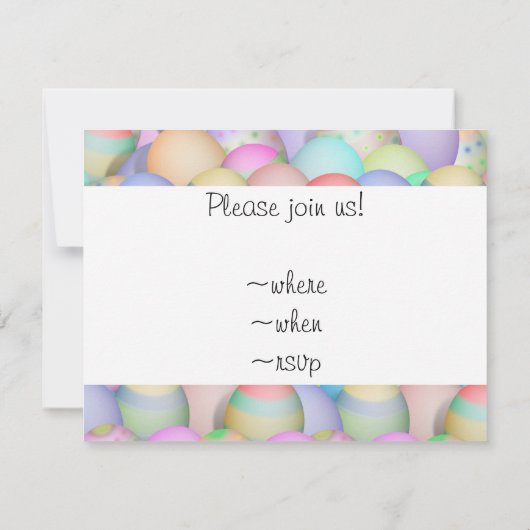 色付きイースターエッグ – ハッピーイースター 招待状 (裏面)