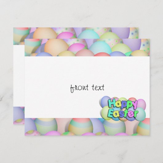 色付きイースターエッグ – ハッピーイースター 招待状 (正面/裏面)