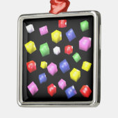 色付きキューブ3D 描写 メタルオーナメント (左)