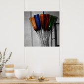 色付きシャンパンフルート ポスター (キッチン)