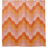 色付きジグザグ（ピンクとオレンジ） シャワーカーテン (正面)