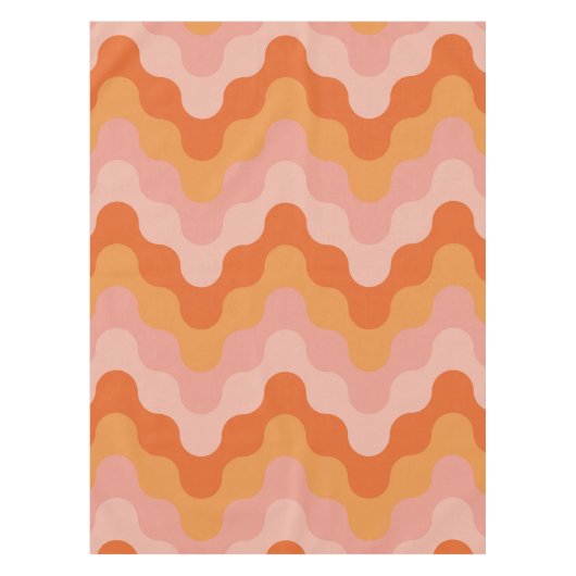 色付きジグザグ（ピンクとオレンジ） テーブルクロス (正面)