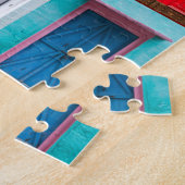 色付きドアのコラージュ ジグソーパズル (側面)