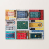 色付きドアのコラージュ ジグソーパズル (横)