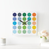 色付きドットの壁時計 スクエア壁時計 (ホーム)