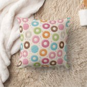 色付きドーナツのパターン クッション (ブランケット)