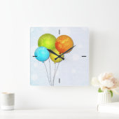 色付きバルーンの正方形の壁時計 スクエア壁時計 (ホーム)