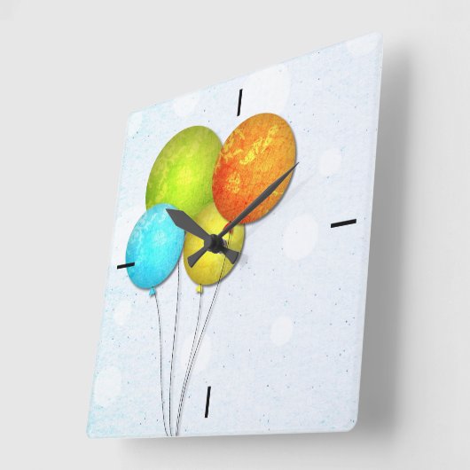 色付きバルーンの正方形の壁時計 スクエア壁時計 (傾斜)