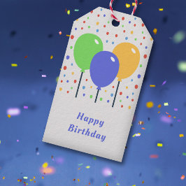 色付きバルーン誕生日 ギフトタグ