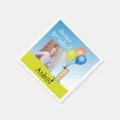 色付きバルーン |お子様の最初の誕生日フォト スタンダードカクテルナプキン (角)