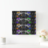 色付きバン スクエア壁時計 (ホーム)