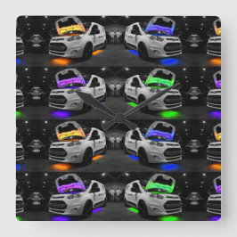 色付きバン スクエア壁時計