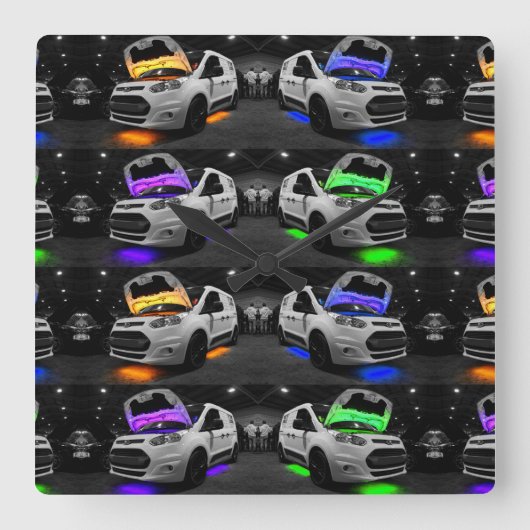 色付きバン スクエア壁時計 (正面)