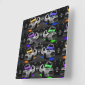 色付きバン スクエア壁時計 (傾斜)