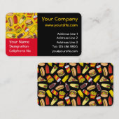 色付きファーストフードのアイコンのパターン水平 名刺 (正面/裏面)