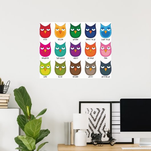 色付きフクロウ ポスター (ホームオフィス)