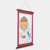 色付きフラググリーンスチームパンク熱気球 吊り下げ型タペストリー (傾斜あり)