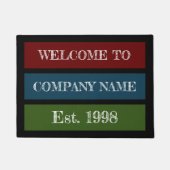 色付きブロックスタイル会社名、ようこそ ドアマット (正面)