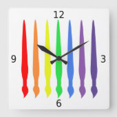 色付きペイントブシンプルラシ,モダン,カラフル スクエア壁時計 (正面)