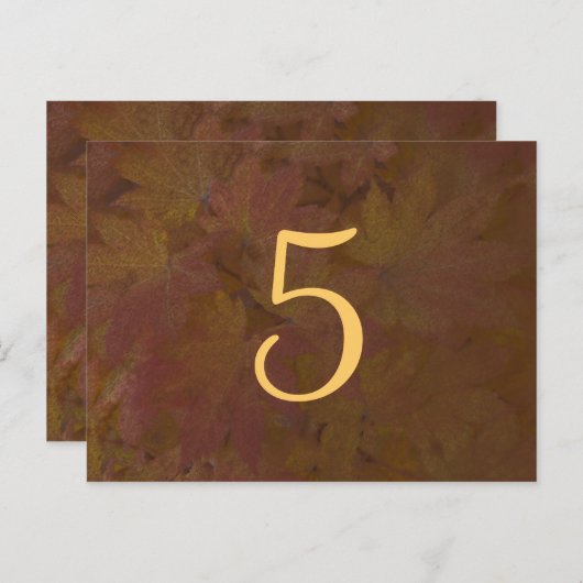 色付きメープル葉結婚の表の番号 ポストカード (正面/裏面)