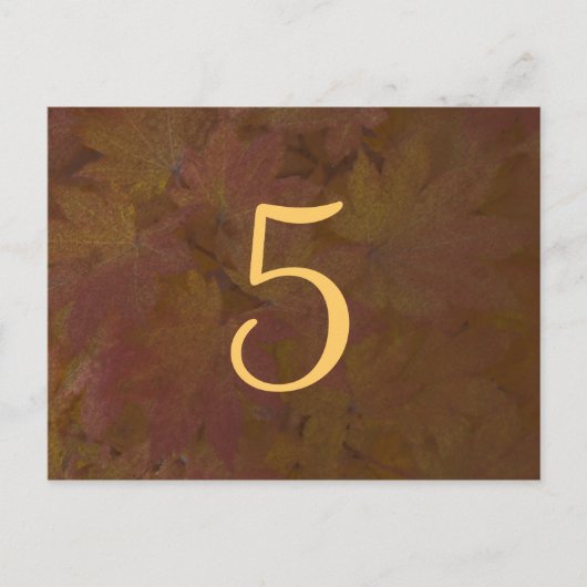 色付きメープル葉結婚の表の番号 ポストカード (正面)