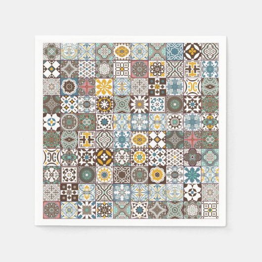 色付きモロッコタイル スタンダードカクテルナプキン (正面)