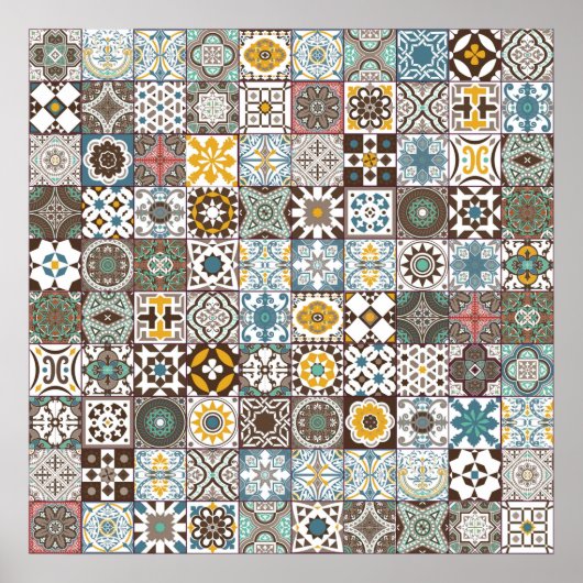 色付きモロッコタイル ポスター (正面)