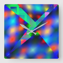 色付きラぼやけイト、抽象芸術で覆われた スクエア壁時計