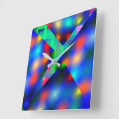 色付きラぼやけイト、抽象芸術で覆われた スクエア壁時計 (傾斜)