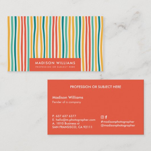 色付きラインスタイリッシュトレンディーモダンビジネスバス 名刺 (正面/裏面)