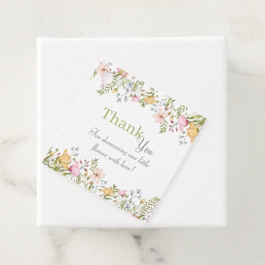 色付きワイルドフラワーフローラベビーシャワーありがとう フェイバータグ (インサイチュ)