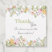 色付きワイルドフラワーフローラベビーシャワーありがとう フェイバータグ (正面)