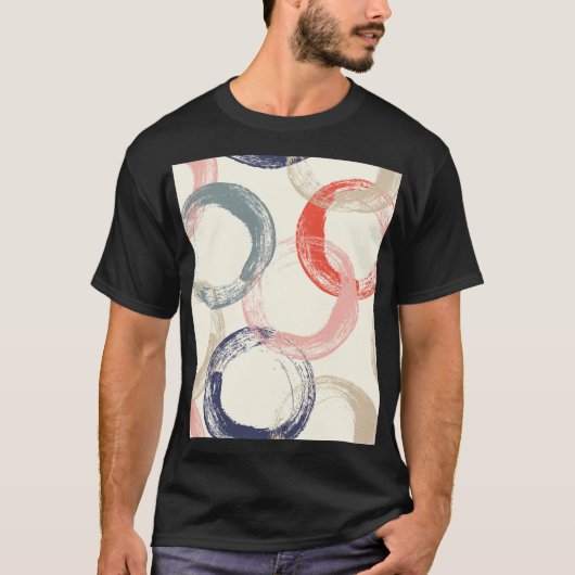 色付き円ブラシテクスチャパターン Tシャツ (正面)
